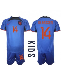 Billige Nederland Davy Klaassen #14 Bortedraktsett Barn VM 2022 Kortermet (+ Korte bukser)